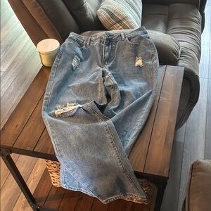 Women's Blue Distressed Jeans